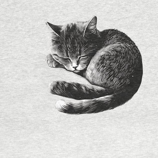 Cute sleeping cat by Koszulki